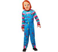 Kids Size Childs Play Boys Chucky Costume & Mask Childrens Halloween Fancy Dress