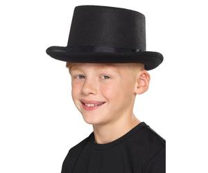 Kids Size Victorian Gentleman Fancy Dress Black Felt Cosplay Top Hat