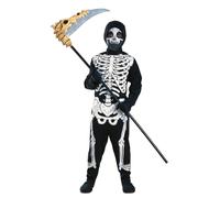 Kids Skeleton Costume Grim Reaper Horror Halloween World Book Day Fancy Dress