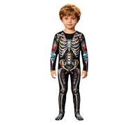 Kids Skeleton Costume, Halloween Fancy Dress 2-Piece Role Play Outfits | Bone Print Long Sleeve Bodysuit Top With Leggings,3D Bone Jumpsuit for Boys Trick or Treat Party Halloween Costumes