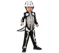 Kids Skeleton Dinosaur Costume Jumpsuit T-Rex Headpiece Halloween Fancy Dress