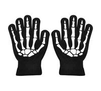 Kids Skeleton Gloves - Full Finger Knitted Mittens | Halloween Costume & Winter Warm Touch Screen Gloves | for Boys and Girls Ages 5-12, Ideal for Cycling & Outdoor Activities