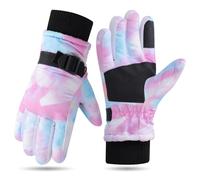 Kids Ski Gloves Waterproof Thermal Snow Gloves for Girls Aged 5-15, Windproof Non-Slip Winter Mittens with Adjustable Cuffs, Warm Snowboard Mittens for Sledding Skating Outdoor Sports (9-15 years)