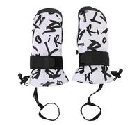 Kids Ski Gloves with Double Layer Tear Proof Design and Anti Loss Features White for Winter Cold Weather (L)