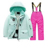 Kids Ski Jacket & Trousers Set, Ski Suits 2 Piece Snowsuit 2 Piece Thickened Jacket + Trousers Children Lightweight Outfit Set Kids Snow Suit Rain Snow Pants Waterproof Windproof