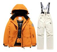 Kids Ski Jacket & Trousers Set, Ski Suits 2 Piece Snowsuit 2 Piece Thickened Jacket + Trousers Children Lightweight Outfit Set Kids Snow Suit Rain Snow Pants Waterproof Windproof