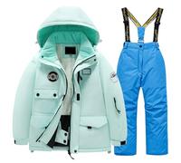 Kids Ski Jacket & Trousers Set, Ski Suits 2 Piece Snowsuit 2 Piece Thickened Jacket + Trousers Children Lightweight Outfit Set Kids Snow Suit Rain Snow Pants Waterproof Windproof
