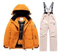 Kids Ski Jacket & Trousers Set, Ski Suits 2 Piece Snowsuit 2 Piece Thickened Jacket + Trousers Children Lightweight Outfit Set Kids Snow Suit Rain Snow Pants Waterproof Windproof