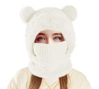 Kids Ski Mask Balaclava for Girls Boys 3-8 Years Old, Winter Windproof Face Mask Hat for Cold Weather, Fleece Hooded Scarf Head Cover Neck Warmer (UK, Alpha, One Size, M, White)