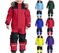 Kids Ski Overalls Warm Snowsuit Children's Winter Jumpsuit Jacket Boys Grils Snow Trousers One Piece Sale Skiing Suit Down Coat Ski Pants Set Sport Athletic Snow Suit Hoodies Outdoor Softshell Suit