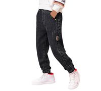 Kids Skinny Taper Jeans Boys, Giirls Boys Spring Fall Basic Jeans Pants Casual Slim Fit Trouser Y2K Stretch Teen Baggy Denim Solid Clothes 10-16 Years Old Baggy Wide Leg (Black,10-11 Years)
