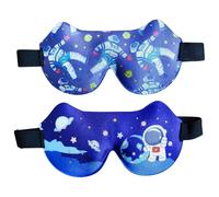 Kids Sleep Mask 2 PCS Kids Eye Masks for Sleeping Boys Sleep Mask Eye Mask Kids 3D Space Cartoon Pattern Printed Eye Mask with Adjustable Straps for Night Sleep Travel Nap Train Flight