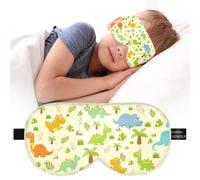 Kids Sleep Mask Eye Cover: 100% Real Natural Pure Silk Eye Mask | with Adjustable Strap Blindfold Kids Eye Mask for Sleeping, Soft & Lightweight Eye Shade for Boys Girls (Dinosaur Style)