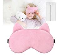 Kids Sleep Mask, Eye Mask for Kids, Soft Fabric Sleeping Mask | with 100% Silk Back, Adjustable Light Blocking Eye Mask for Girls Boys, Toddler Nap, Travel, Age 3+ (Pink)