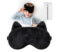 Kids Sleep Mask, Eye Mask for Kids, Soft Fabric Sleeping Mask | with 100% Silk Back, Adjustable Light Blocking Eye Mask for Girls Boys, Toddler Nap, Travel, Age 3+ (Black)
