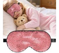 Kids Sleep Mask | Kids Eye Mask with Magic Flip-Sequins | 100% Mulberry Silk Blackout Sleeping Mask with Adjustable Strap (5-15 Years) | Gift for Girls & Boys (Pink)