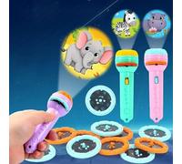 Kids Sleep Story Torch, Slide Projector Light with 56 Animal, Dinosaur, Transportation, Fruits & Digits Patterns - Educational Learning Bedtime Toys