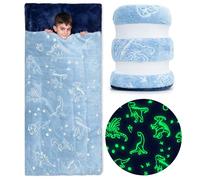Kids Sleeping Bag for Boys, Dinosaur Sleeping Bags for Kids 2-12, Glow in The Dark, Sleeping Bag for Toddlers with Pillow Pocket, Ages 3+, Extra Soft Sleeping Bag for Kid - Kids Blanket (66'' x 33")