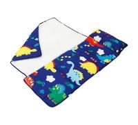 Kids Sleeping Bag with Pillow All-in-One Sleepover Bag for Toddlers and Kids Nap Mat and Blanket with Fastener and Handle for Travel Nursery Birthday (Blue)