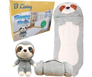 Kids Sleeping Bag With Pillow - Large Sleeping Bag For Children With Cute Plush Toy. Sloth Animal Sleeping Bags For Kids, Foldable Cosy Nappers For Sleepover, Happy Napping For Boys And For Girls.