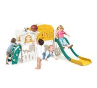 Kids Slide 8 In 1, Large Toddler Slide Playground Outdoor & Indoor With Basketball Hoop, Climber, Telescope, Tunnel and Storage Space, Freestanding Slides for Age 1-3