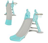 Kids Slide Basketball Hoop Childrens Slide Foldable 18 months -4 Years Deer Blue