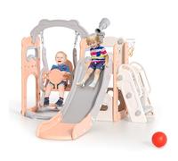 Kids Slide, large toddler slide with basketball hoop, climbing frame for the garden, telescope, storage space, slide, extra long slide 170cm (6 in 1 Naughty Bear Combination Slide)
