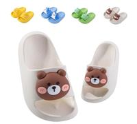 Kids Sliders Toddler Summer Slippers for Boys Girls Beach Flip Flops Anti-Slip Pool Shower Slide Sandals for Children Bear White 762 Little Kid UK 14 (Label Size 220mm)