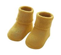 Kids Slipper Socks, Warm Non-Slip Thermal Fluffy Socks, Thick Fleece Lined Cute Bed Socks, Winter Fuzzy Socks Christmas Socks, Xmas Soft Socks for Baby Boys Girls (Yellow, 1-3 Years)