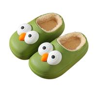 Kids Slippers Autumn Winter Waterproof Fleece Lined Warm Cozy Indoor Outdoor Shoes Cute Fashionable for Boys Girls Age 2.5-13 Years Green