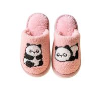 Kids Slippers Girls Boys Fluffy Panda Slippers Cute Plush Home Slippers Warm Memory Foam Panda Slippers Comfy Fuzzy Faux Fur Animal Bedroom Shoes Size 2.5 Pink