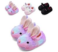 Kids Slippers Girls Cute Bunny Slippers Children Unicorn Slippers Novelty Cat Slippers Toddler Closed-back Warm House Anti-slip Fluffy Slippers(Rabbit28/29)