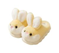 Kids Slippers Girls Cute Rabbit Bunny Slippers Kids Fluffy Slippers Winter Plush Warm House Shoes Soft Anti-Slip Novelty Slippers for Toddler Boys Girls Fall Winter Slippers (Yellow, 12 Little Child)