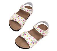 Kids Slippers- Platform Shoes Summer Girls' Large Sized Casual Printed Fresh Heart Shaped Pattern Flat Durable And Shoes Basic