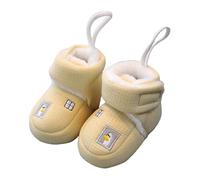 Kids Slippers Size 2 Cotton Shoes Autumn and Winter Plus Velvet Thick Foot Anti Drop Boots Barefoot Baby Shoes (Yellow, 4.5 Infant)