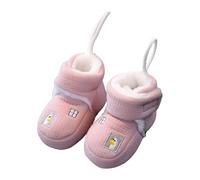 Kids Slippers Size 2 Cotton Shoes Autumn and Winter Plus Velvet Thick Foot Anti Drop Boots Barefoot Baby Shoes (Pink, 4 Infant)