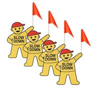 Kids Slow Down Sign with Flag for Yard - Caution Children at Play, Kids Playing Slow Down Marker for Neighborhood Street Safety (yellow)