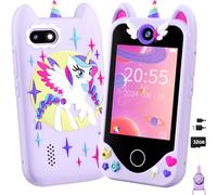 Kids Smart Phone for Girls Gifts - Toddler Christmas Birthday Gift for Age 3 4 5 6 Year Old, Kids Mobile Phone Toy with Touchscreen, Dual Cameras, Learning, Music Player, Games with 32 GB Card