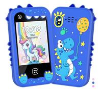 Kids Smart Phone Toys, 4 5 6 7 8 Year Old Boys Girls Christmas Birthday Gifts for Kids, Phones Toys with Dual Camera, Games, Music Touchscreen Toddler Learning Toys, Travel Toy, 8G SD Card Blue