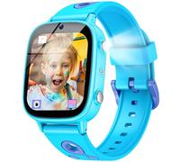 Kids Smartwatch for Boys Girls Children: Blue Smart Watch with Pedometer IP68 Waterproof Music Timer Alarm Clock 26 Games 1.8" Square Touch Screen Long Battery Life Camera Recorder Video Teens Gifts