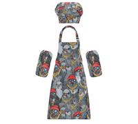 Kids Smocks Comfy Cartoon Cool Pigeon Gangster Children Aprons with Pockets for Toddlers 3-12 Years Old