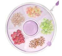 Kids Snack Spinner Toddler Spinner Snack Box with Hand Strap 18cm 5 Compartments Portable Snack Serving Tray Divided Kids Snack Container for Picnic Travel Candy Nut (Purple)