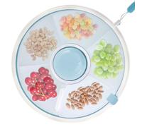 Kids Snack Spinner Toddler Spinner Snack Box with Hand Strap 18cm 5 Compartments Portable Snack Serving Tray Divided Kids Snack Container for Picnic Travel Candy Nut (Blue)