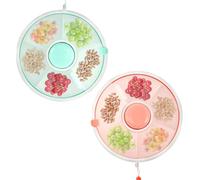 Kids Snack Spinner Toddler Spinner Snack Box with Hand Strap 18cm 5 Compartments Portable Snack Serving Tray Divided Kids Snack Container for Picnic Travel Candy Nut (Pink+Green)