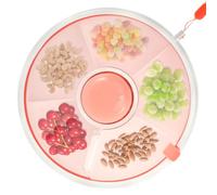 Kids Snack Spinner Toddler Spinner Snack Box with Hand Strap 18cm 5 Compartments Portable Snack Serving Tray Divided Kids Snack Container for Picnic Travel Candy Nut(Pink)