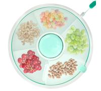Kids Snack Spinner Toddler Spinner Snack Box with Hand Strap 18cm 5 Compartments Portable Snack Serving Tray Divided Kids Snack Container for Picnic Travel Candy Nut(Green)