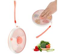 Kids Snack Spinner with 5 Compartment Dispenser, Snack Container with Lid, Portable Snack Serving Tray Divided Kids Snack Box Reusable Food Box for Fruit, Candy, Nuts, Desserts (Coral Powder)