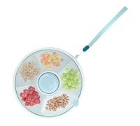 Kids Snack Spinner with 5 Compartments and Transparent Sealed Lid Toddler Rotating Snacks Tray Strap Portable Spinner Lunch Boxes for Establish Healthy Eating Habits,School Picnic Travel (Blue)