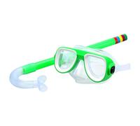 Kids Snorkel Mask Set 3-8 Years - Swim Goggles with Top Snorkel Tube, Adjustable Leak-Proof Scuba Diving Gear for Children Boys Girls, Ocean Swimming Equipment (Green)