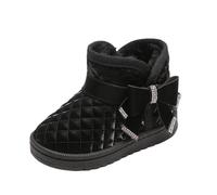 Kids Snow Boots Soft Sole Fleece Lining Comfortable Flat Shoes Bow Flower Princess Argyle Shoes Solid Leather Footwear Insulated Waterproof Walking Boots for Wedding Party